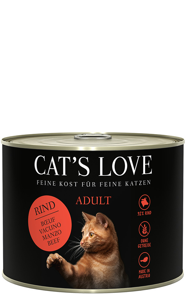 Sparpaket 6 x 200 g Cat's Love Adult Rind Pur Katzen Nassfutter