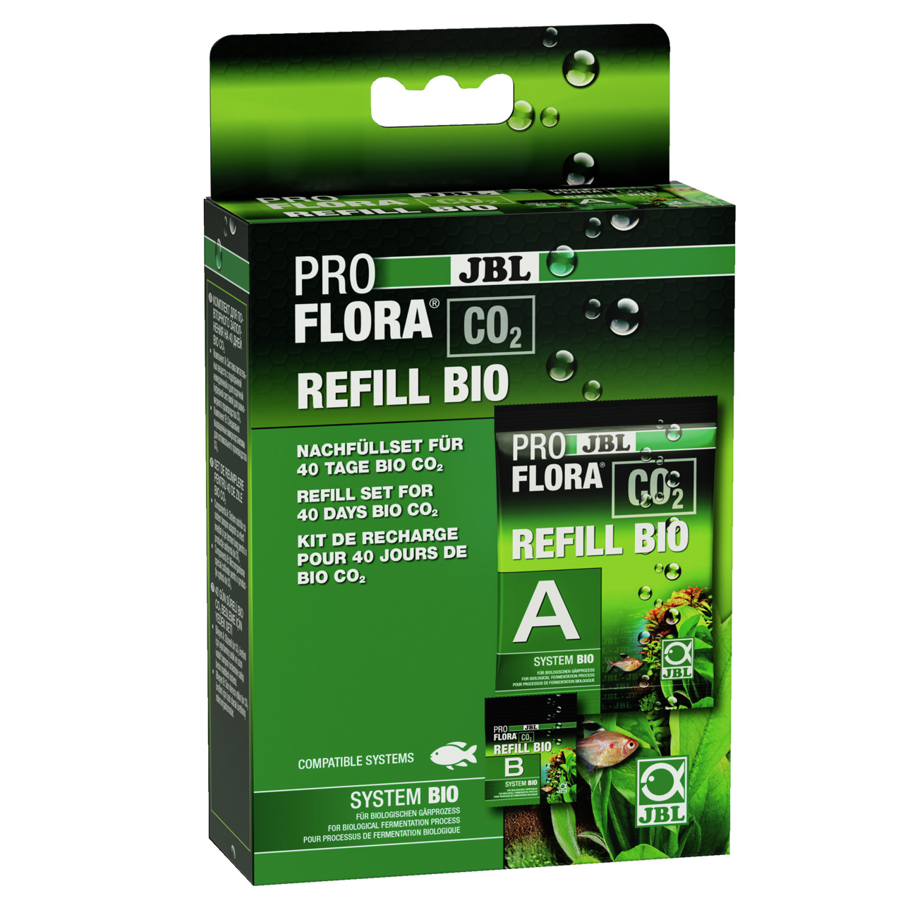 JBL ProFlora CO2 Refill Bio, Aquarienpflanzen, 40 Tage CO2, biolog. Fermentation, für System Bio, grünes Design, Pflanzen-Fisch.