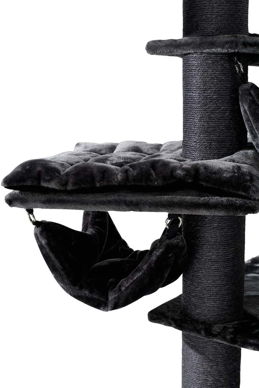Nobby Kratzbaum "Motega", Anthrazit, für Katzen, mit gepolsterter Liegefläche, Hängematte, Sisalstämmen, ideal für Aktivität & Ruhe.