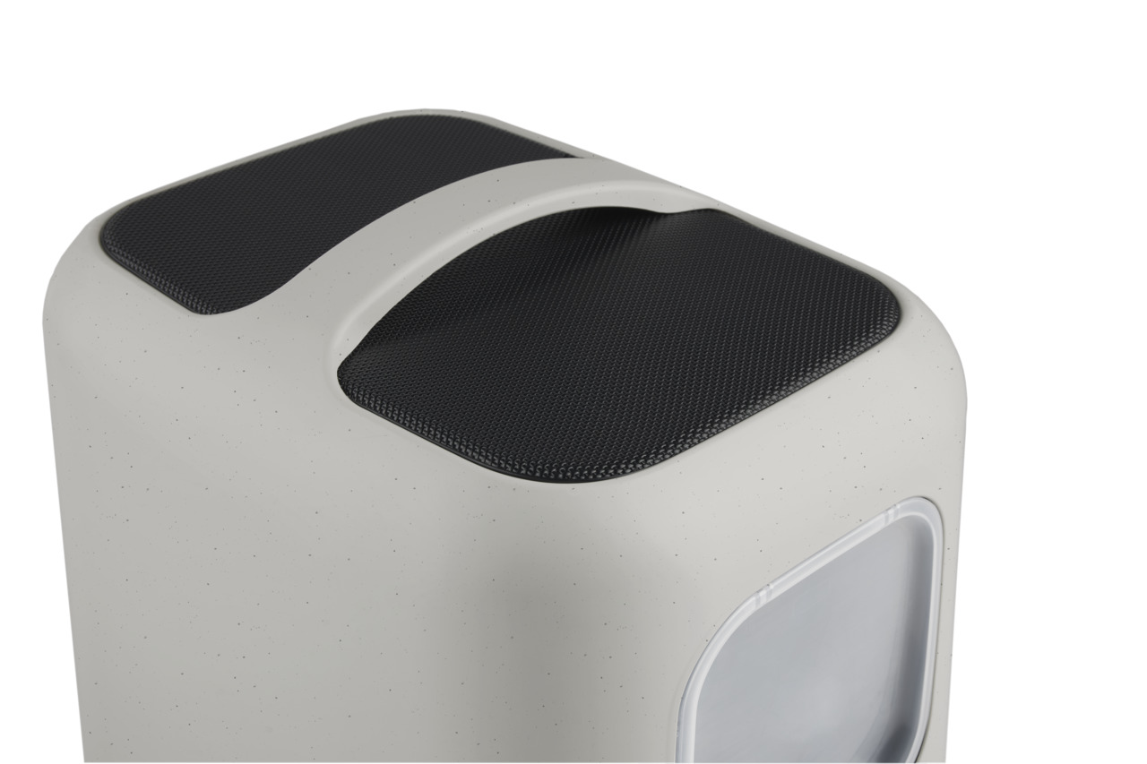 Rotho Katzentoilette "Bento", rechteckig, hellgrau, Deckel mit schwarzer Streumatte, Klappe transparent.