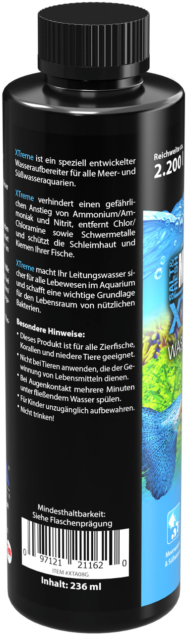 MICROBE-LIFT Xtreme, 236 ml, für Meer-/Süßwasseraquarien: Entfernt Chlor, Chloramine, Schwermetalle, schützt Fische, verbessert Wasser.