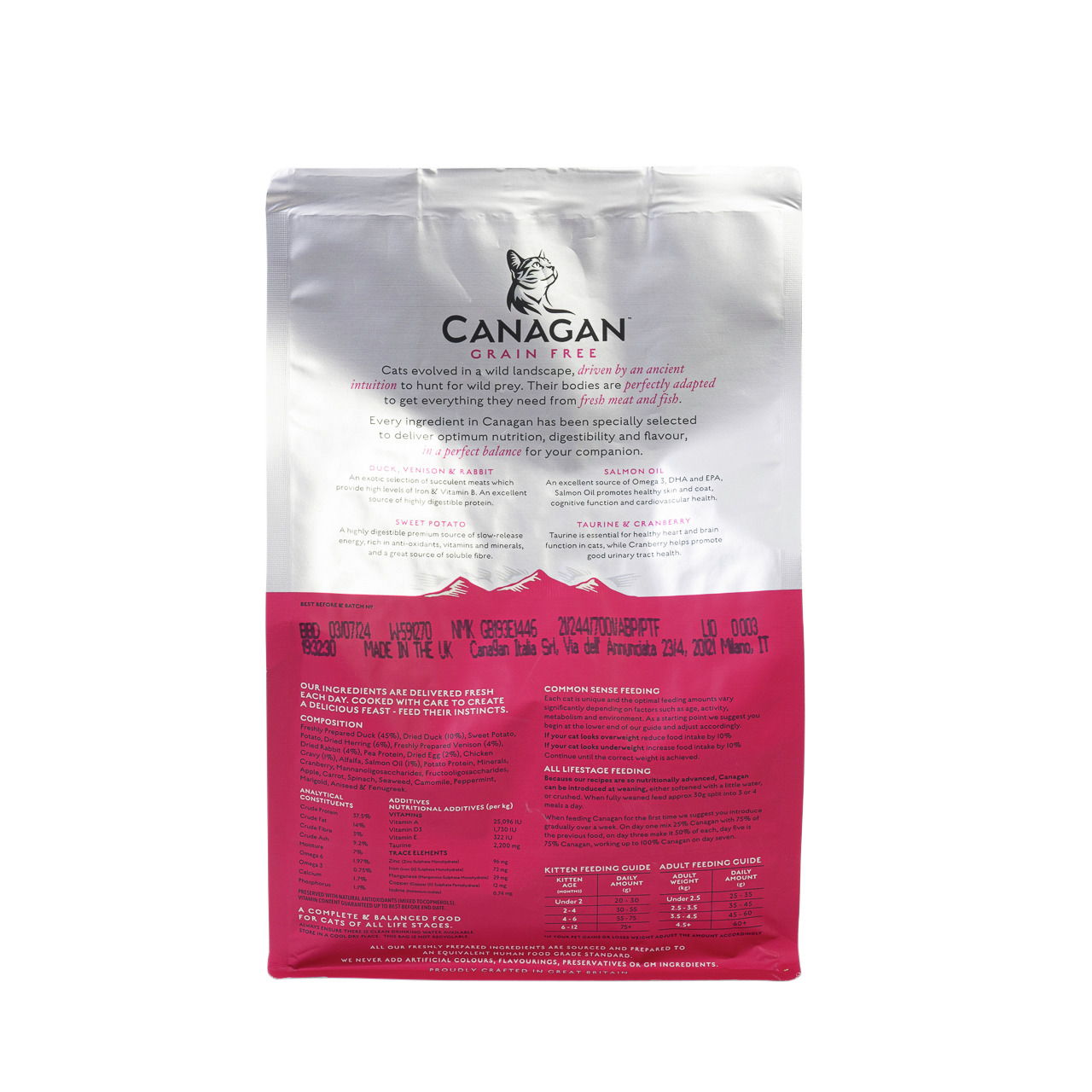 Canagan Grain Free Katzenfutter, Ente/Wild/Kaninchen, 1,5 kg, mit Süßkartoffeln & Lachsöl, speziell für Katzen, hochwertig.