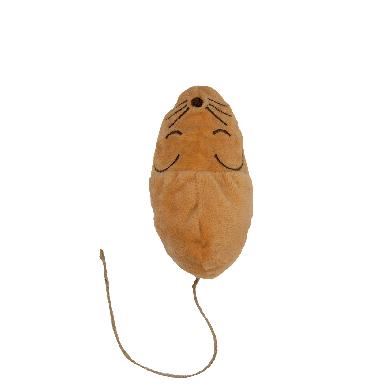 Katzenspielzeug Allpets, plüschige braune Maus mit Gesicht & Schnurrhaaren, langer Schnur-Schwanz, für Katzen.