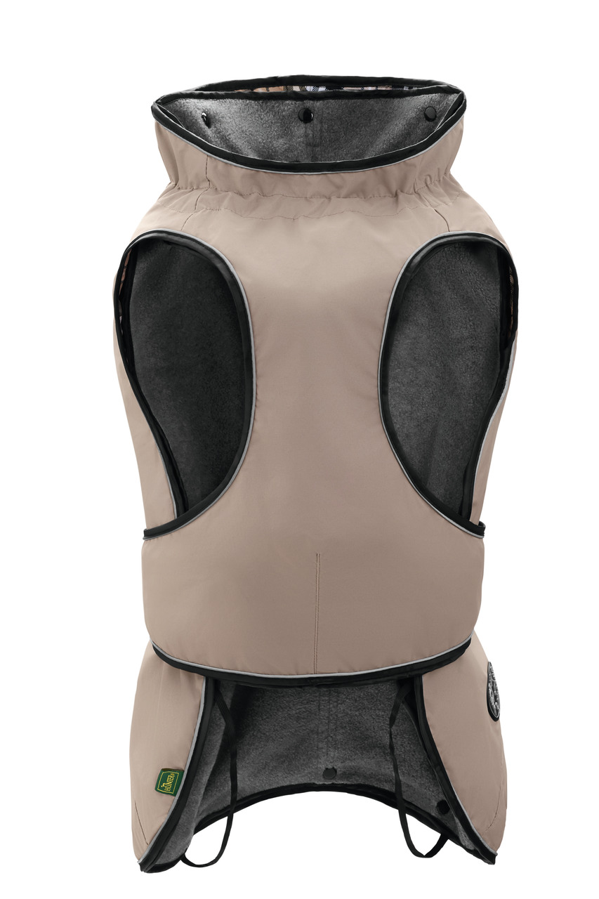 HUNTER Uppsala Hundemantel Beige, für alle Hunde, Schutz vor Kälte/Nässe, wasserabweisend, Fleecefutter, Klett, ideal bei schlechtem Wetter.