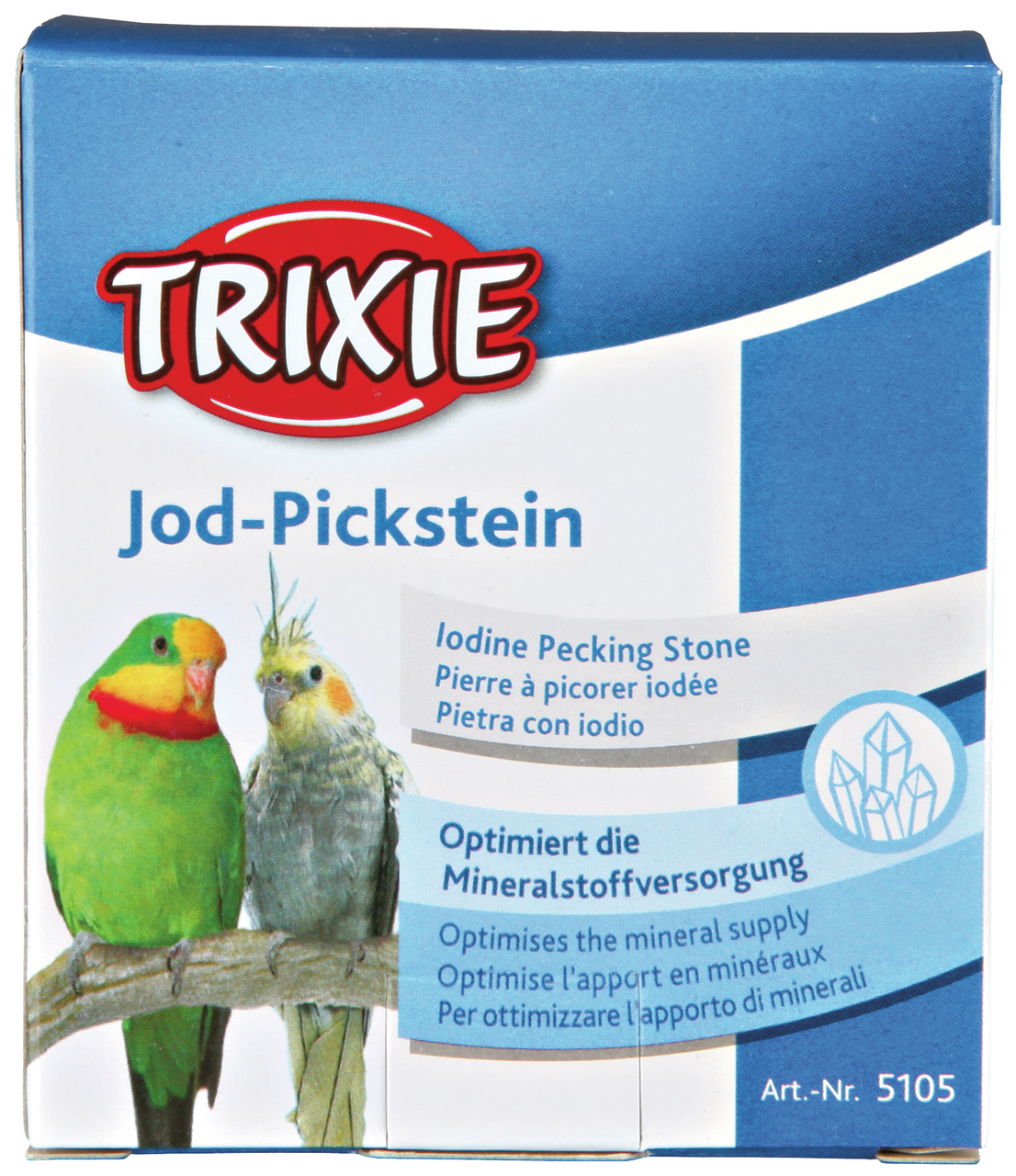 TRIXIE Jod-Pickstein, Ziervögel (Wellensittiche, Papageien), mit Jod, „Optimiert Mineralstoffversorgung“, 1 Stück.