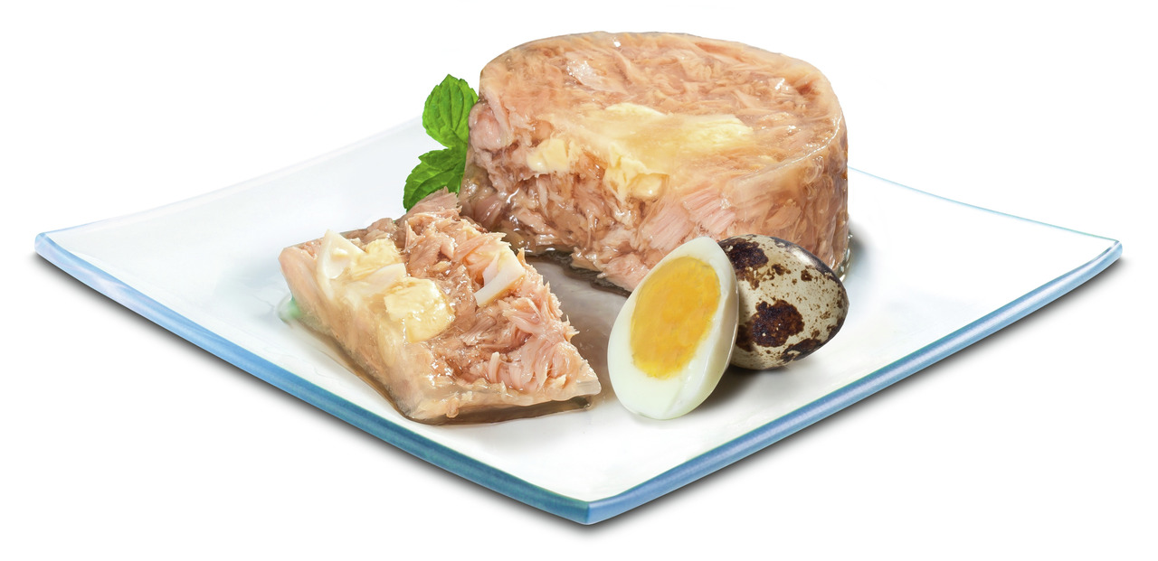 PREMIERE Katzenfutter Adult Huhn & Ei, Nassfutter f. ausgew. Katzen, Huhn & Ei, zarte Fleischstücke in Gelee, 100 g.