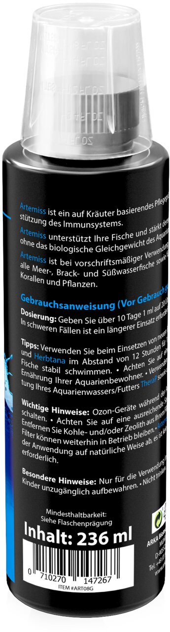 ARKA Artemiss Pflegeprodukt für Meer-, Brack- und Süßwasserfische, Kräuterformel zur Unterstützung des Immunsystems, 236 ml