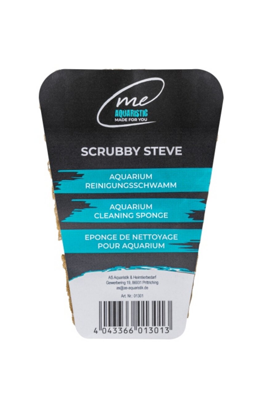 ME Aquaristic Scrubby Steve Reinigungsschwamm für Aquarien, ideal zur schonenden Reinigung von Glasoberflächen.