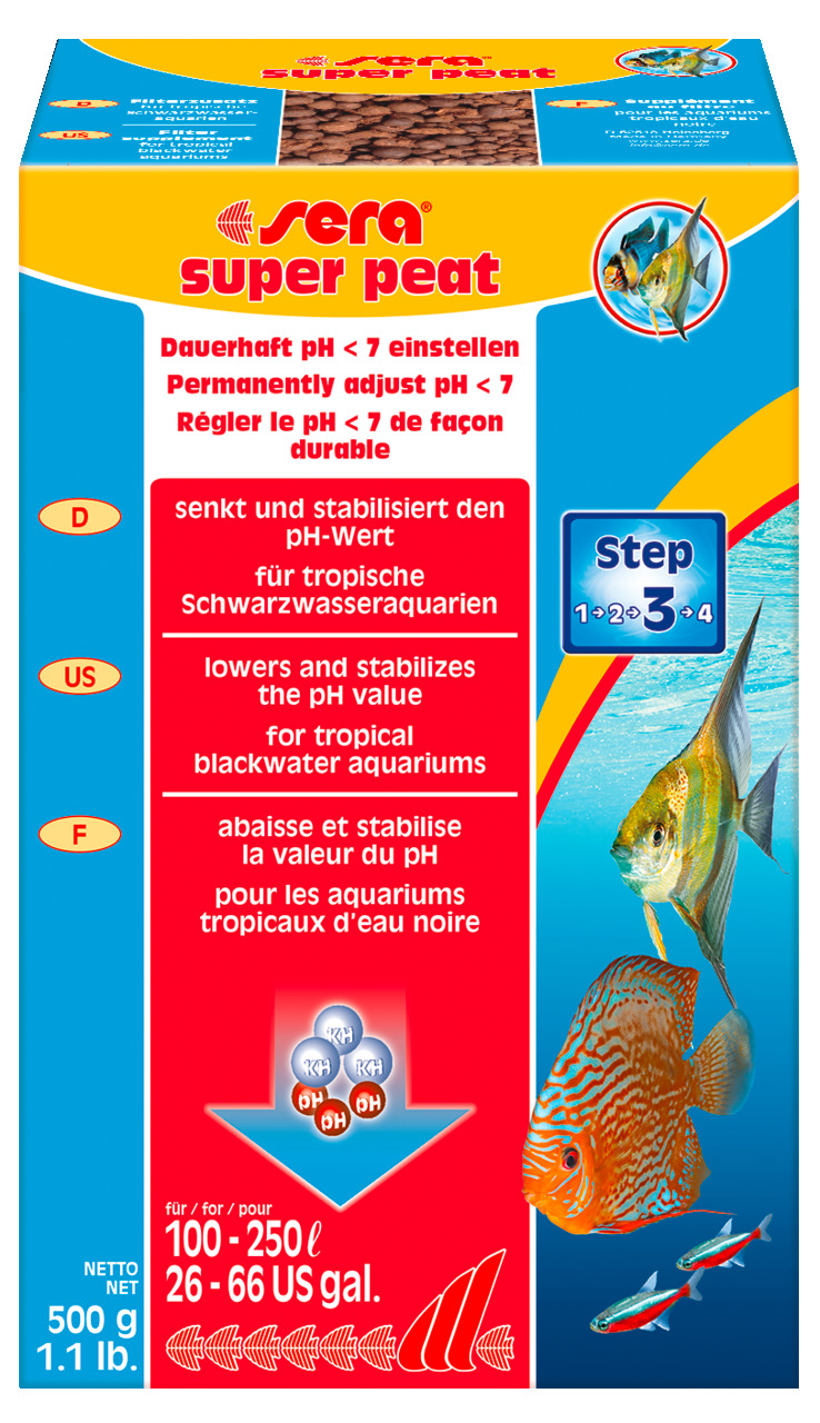 Sera Super Peat, Wasseraufbereiter f. trop. Schwarzwasseraquarien, senkt-stabilisiert pH 