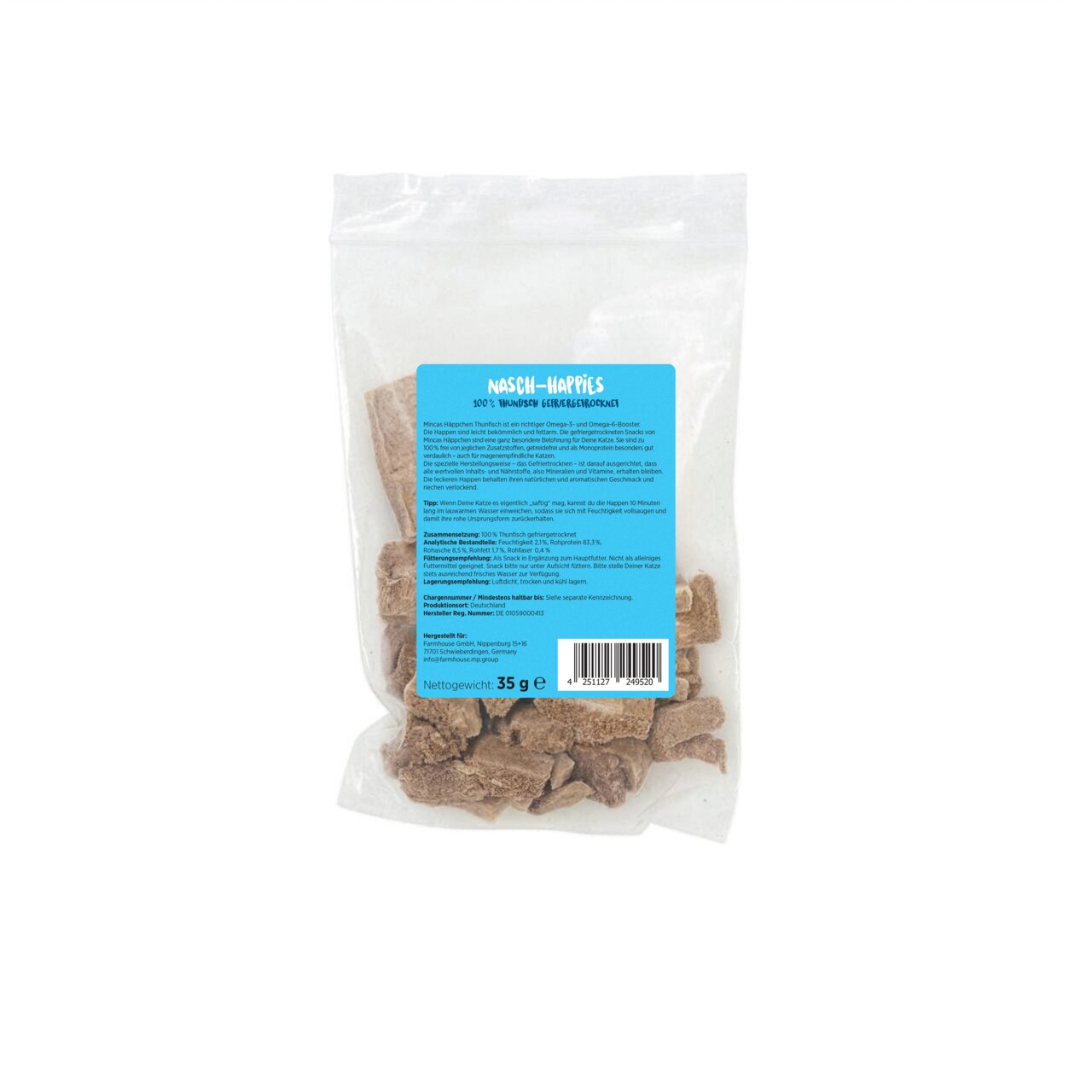 Mincas Häppchen Nasch-Happies, Snack für Hunde, 100 % Truthahn (getrocknet), 35 g.