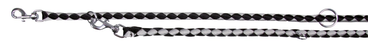 TRIXIE Hundeleine "Cavo", Schwarz/Grau, für Hunde aller Größen, Nylon, 2m, verstellbar, robust, ideal für täglichen Gebrauch.
