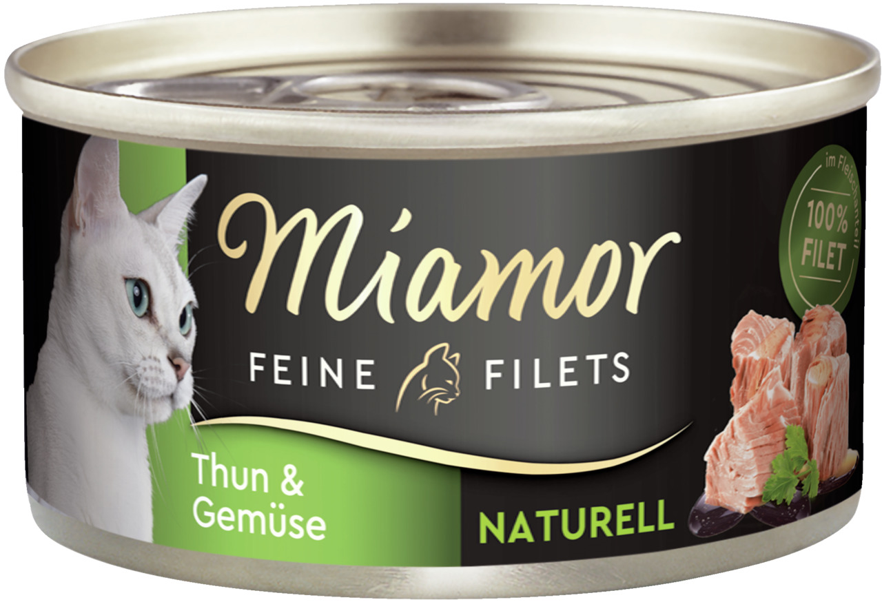 Miamor Feine Filets Katzenfutter, Thunfisch+Gemüse, Naturell, 100% Filet, hohe Qualität, für Katzen.