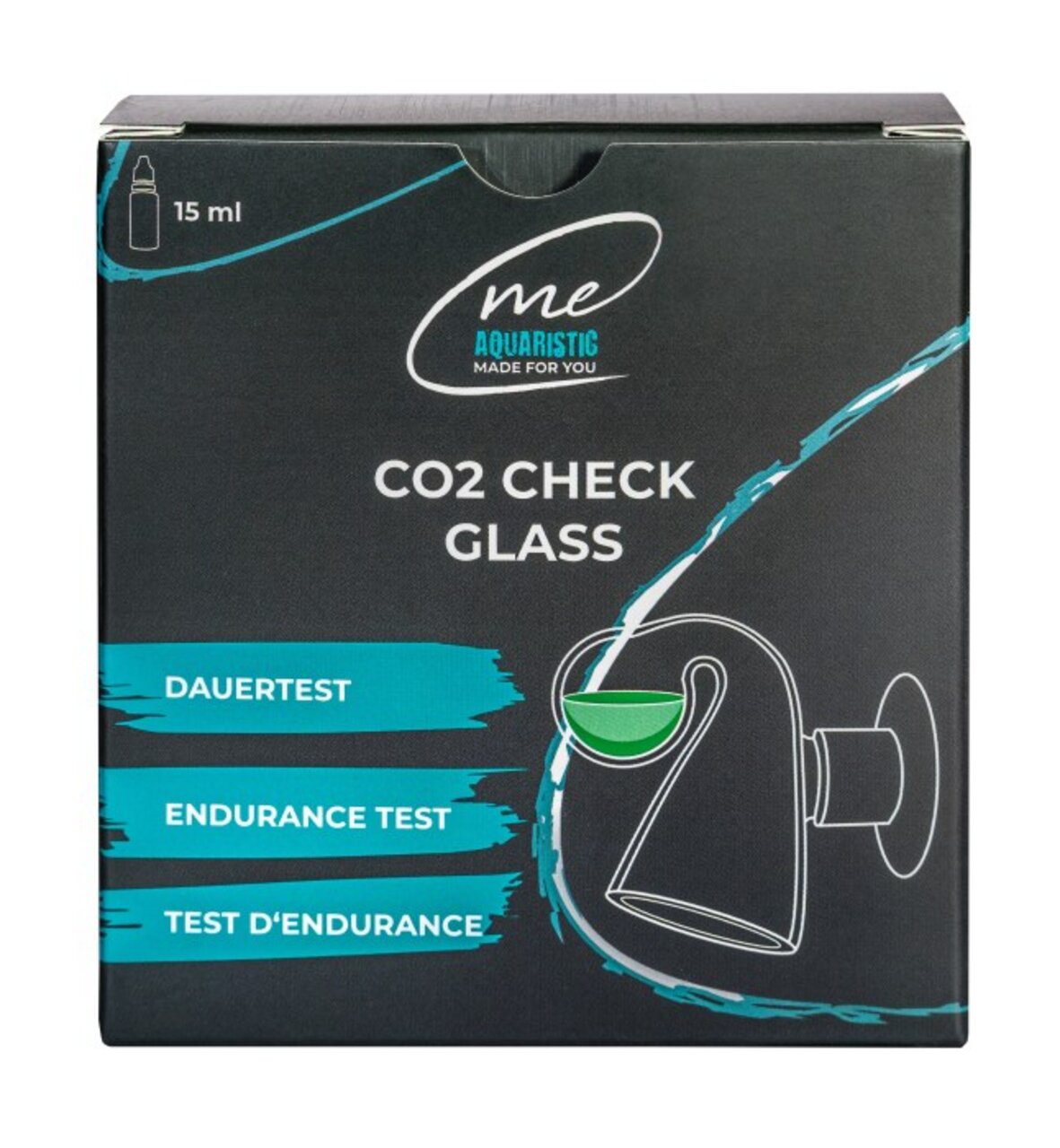 ME Aquaristic CO2 Check Glass, Dauertest für Aquarien. Maßeinheit: 15 ml. Unterstützung der optimalen CO2-Messung.