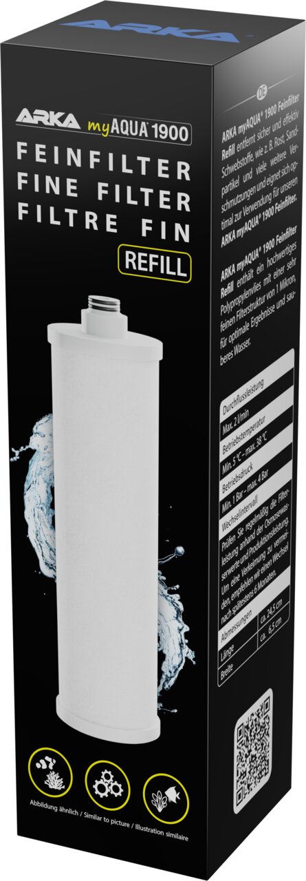 ARKA myAQUA 1900 Feinfilter Refill für Aquarien, Ersatzfilter für Umkehrosmoseanlage, entfernt feine Partikel.