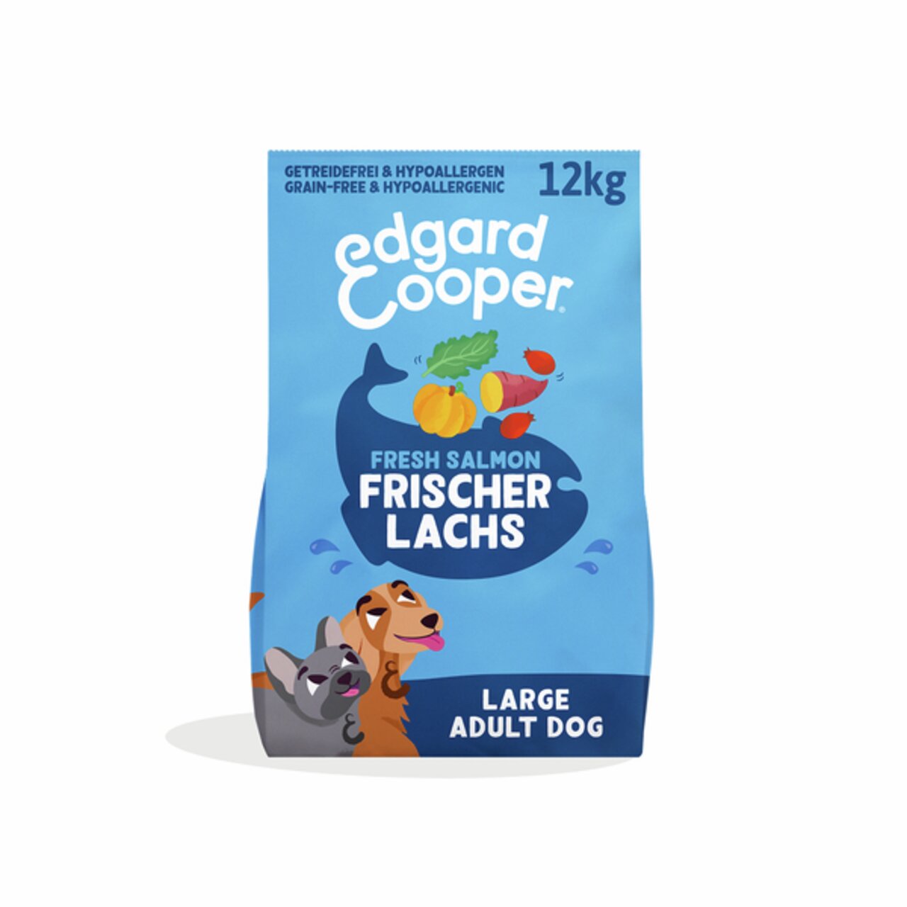 Edgard & Cooper Hundefutter für große ausgewachsene Hunde, Geschmacksrichtung frischer Lachs, getreidefrei, 12 kg.