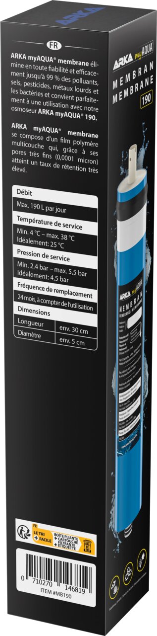 ARKA myAQUA Membrane 190 Osmosemembran für Aquaristik, für Süß- und Meerwasseraquarien, Leistung bis 190 l-Tag.