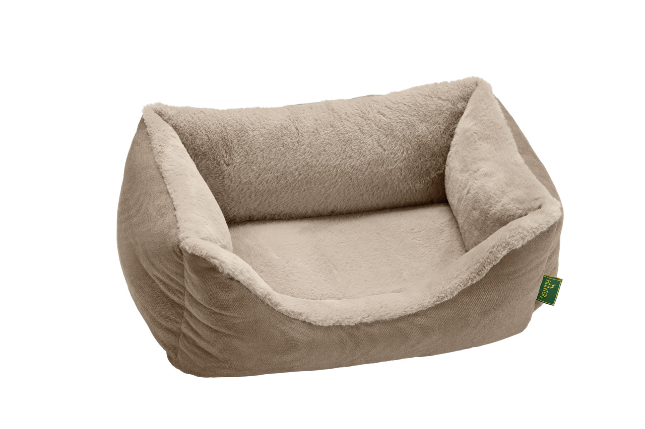 Hundebett "HUNTER Livingston", beige, für kl.-mittelgr. Hunde, weiches Material, erh. Ränder, gemütl. & sicherer Schlafplatz.