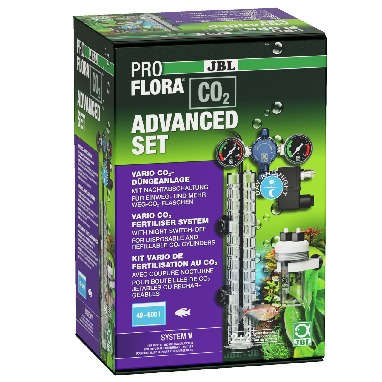 JBL ProFlora CO2 Advanced Set: CO2-Düngesystem für Aquarien (40-600L), präzise CO2-Zufuhr, Nachtabschaltung, für Einweg--Mehrwegflaschen.