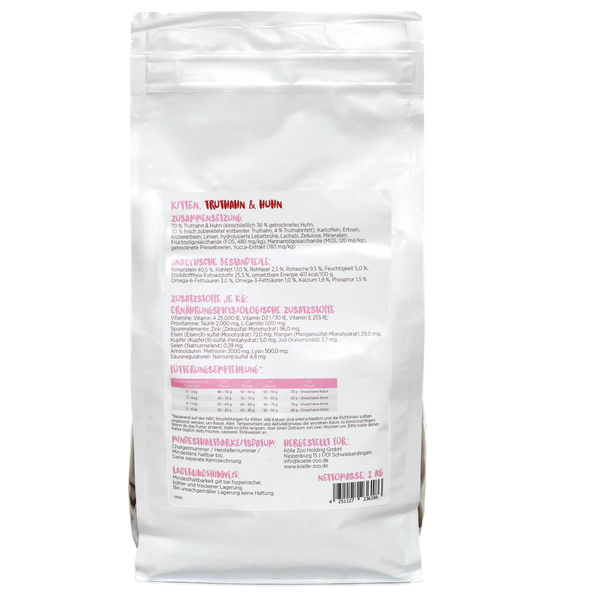 Kölle Zoo MINCAS HÄPPCHEN, Katzenfutter für Kitten, Truthahn & Huhn, 2 kg, hochwertige Zutaten, ideal für gesundes Wachstum.