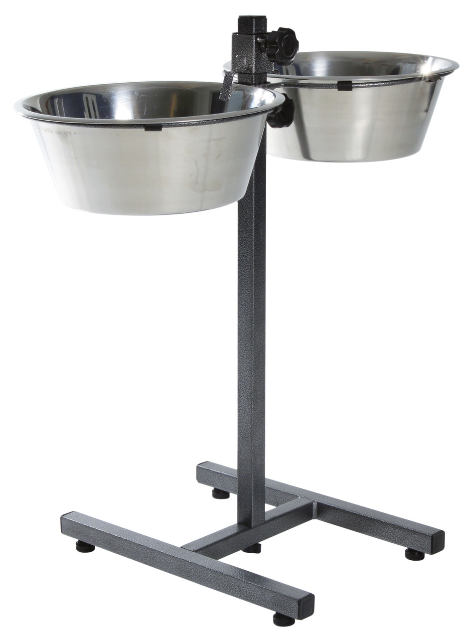 TRIXIE höhenverst. Doppelnapfständer f. Hunde, 2 Edelstahlnäpfe, ergonom. Fütterung, ideal f. Futter-Wasser, höhenverst., stabil.