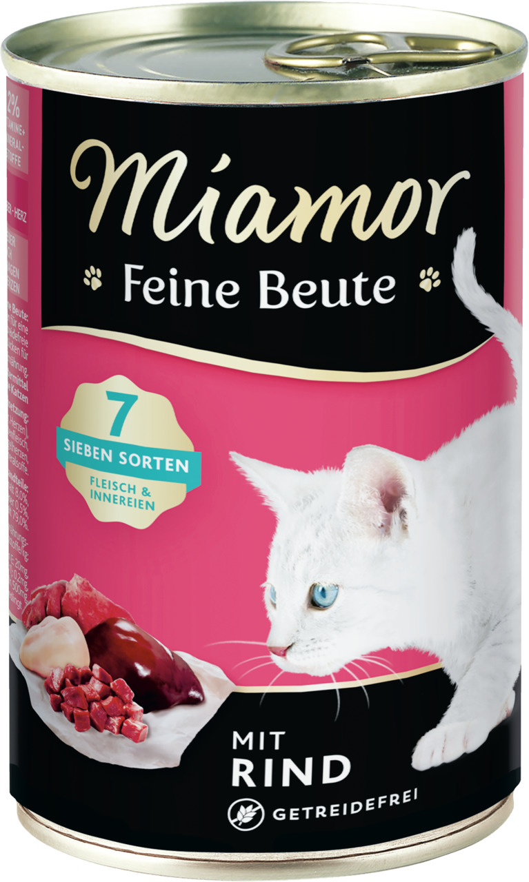 Miamor Feine Beute Katzenfutter, Rind, getreidefrei, 7 Sorten Fleisch & Innereien, 400 g.