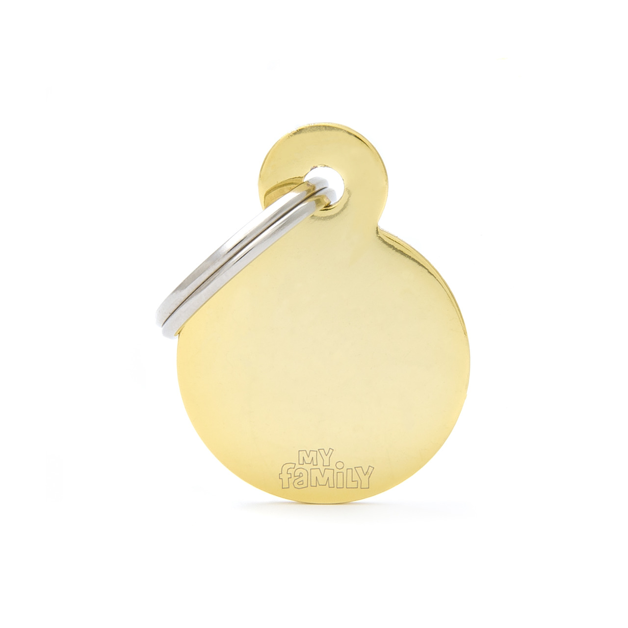 MY FAMILY Classic Small Round Golden Brass Tag Hundemarke
