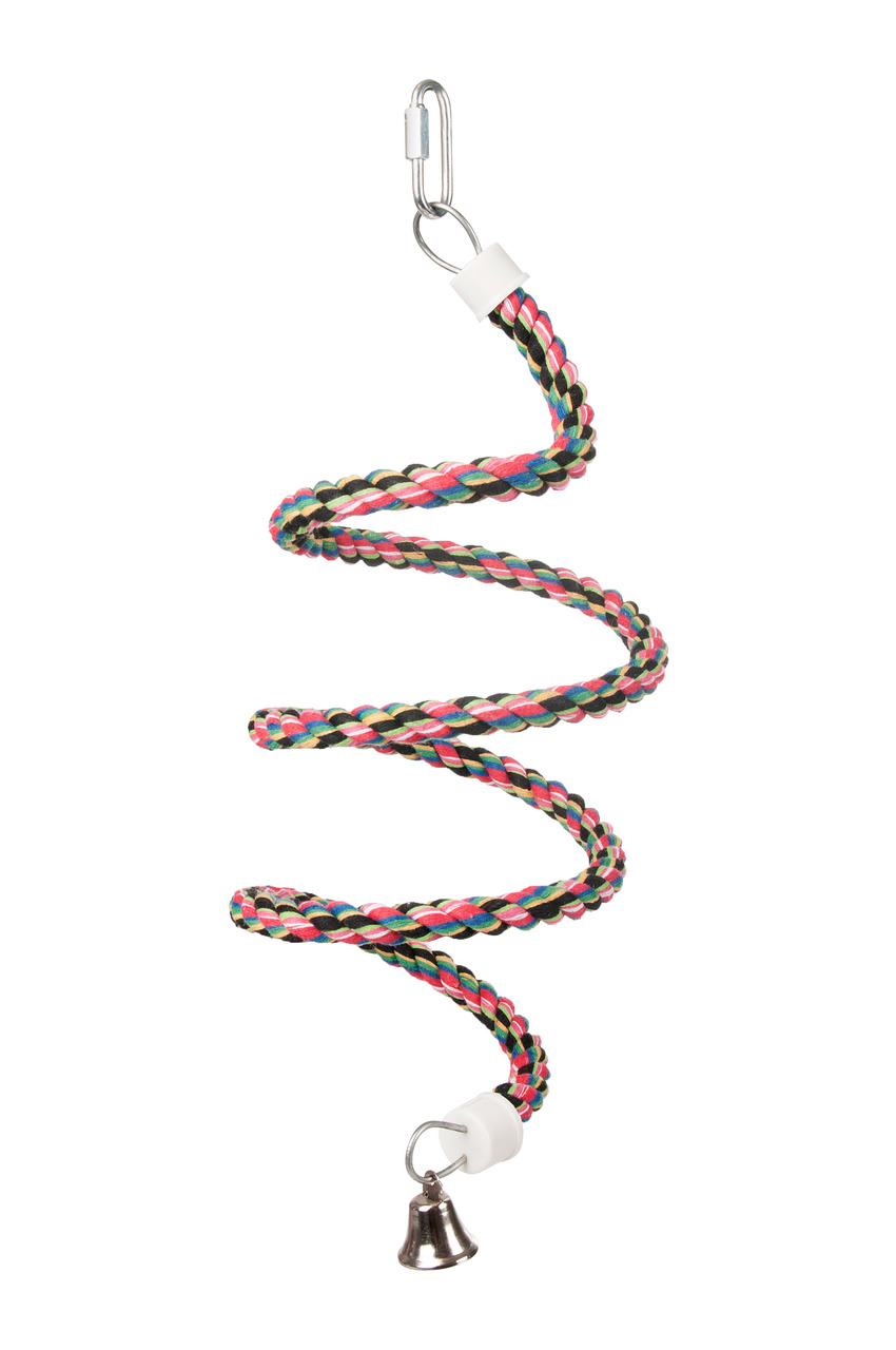 Karlie Papageienschaukel Spirale, für Vögel, bunte Seilspirale m. Glocke, Metallkarabiner, Beschäftigung & Bewegung.