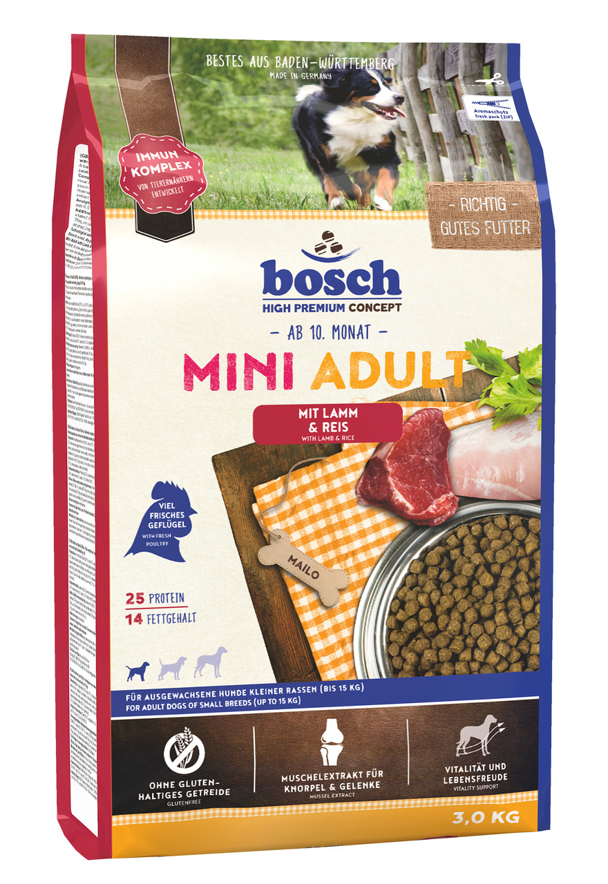 Bosch Mini Adult Lamm & Reis Hunde Trockenfutter 3 kg