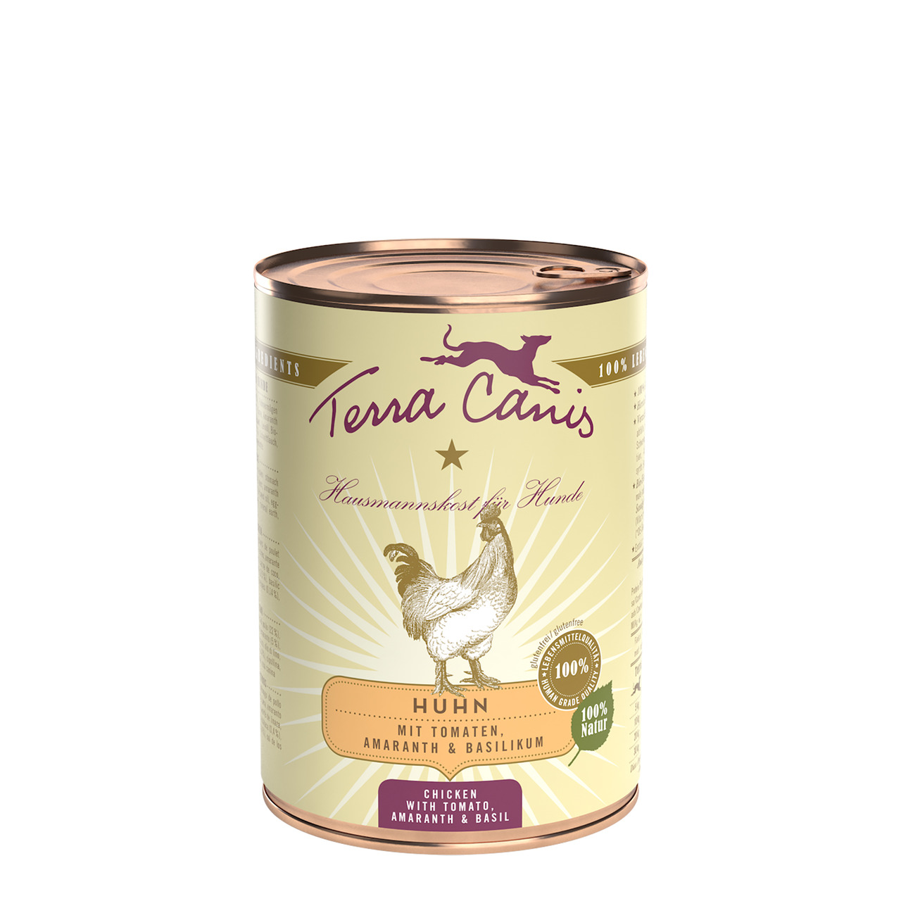 Terra Canis Hundefutter, Huhn m. Tomaten, Amaranth & Basilikum, 100 % Natur, Hausmannskost, 400 g.