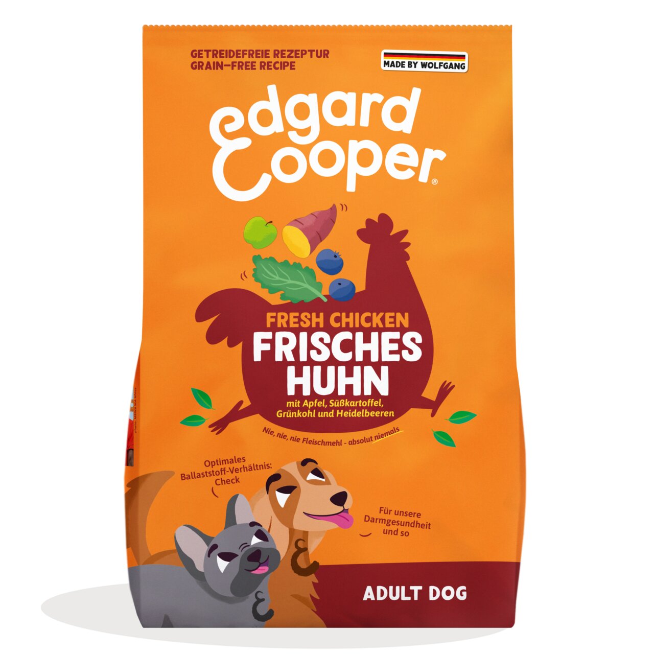 Edgard & Cooper Trockenfutter Frisches Huhn für erwachsene Hunde, mit Apfel, Süßkartoffel, Grünkohl, Heidelbeeren, 2 kg.