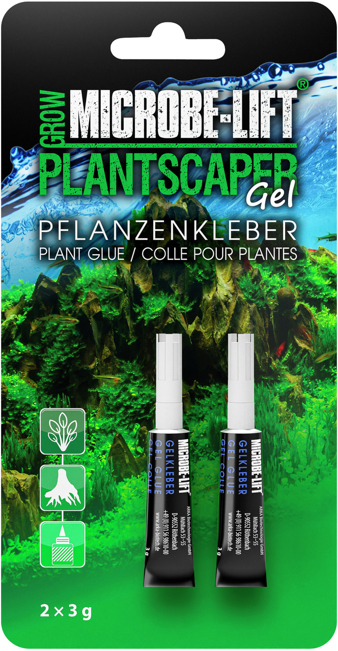MICROBE-LIFT Plantscaper Gel: Pflanzenkleber für Aquaristik-Enthusiasten, 2x3g, zur sicheren Befestigung von Pflanzen auf Steinen/Holz.