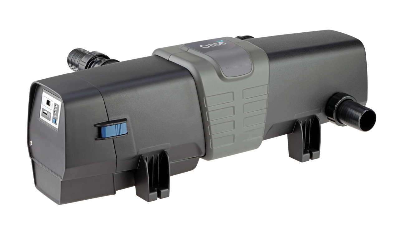 Oase Bitron 36C UVC-Klärgerät, für Teichbesitzer, Algenreduktion & Wasserqualität, Schwarz-Grau, mit Anschlüssen & Kontrollanzeige.