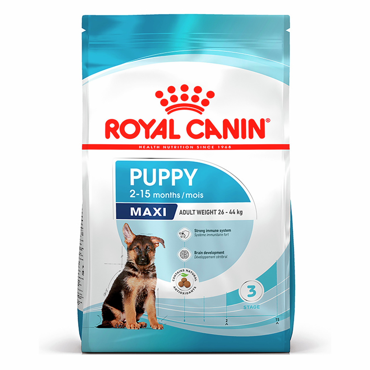 ROYAL CANIN Maxi Puppy, Welpen großer Rassen (2-15 Mon., 26-44 kg), Immun- & Gehirnunterstützung, 15 kg.