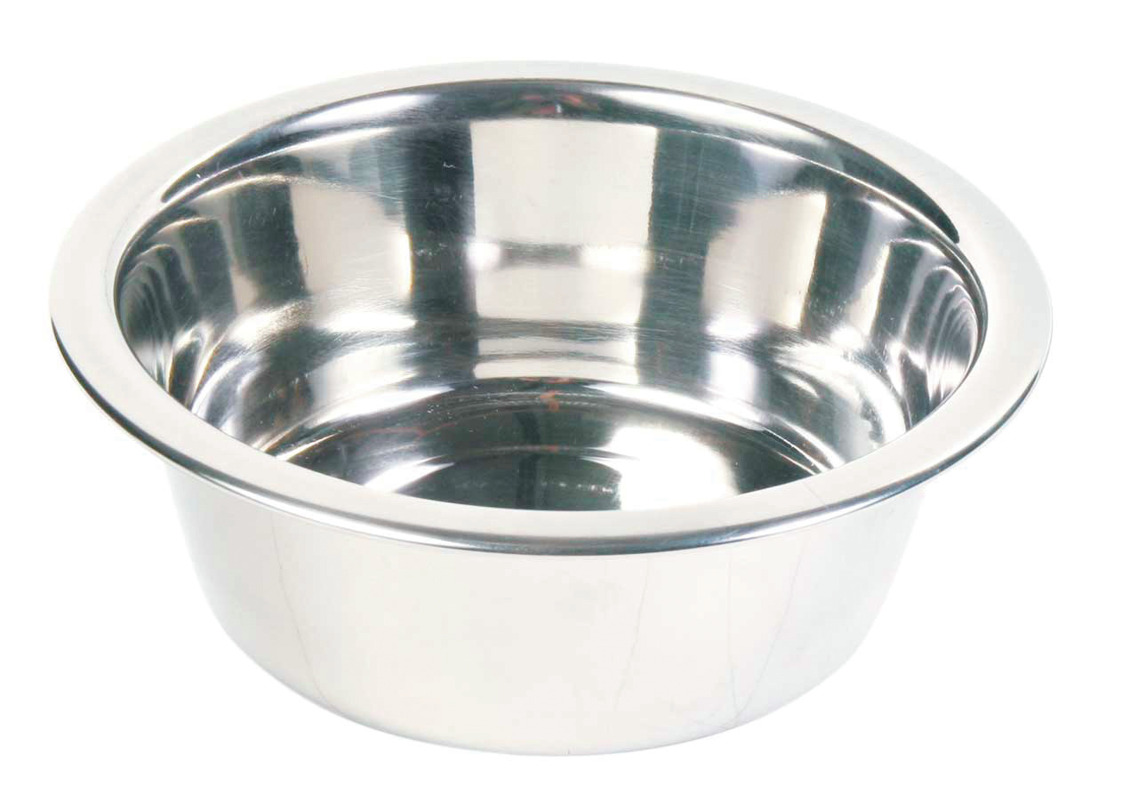 Edelstahl-Hundenapf von TRIXIE, geeignet für Hunde aller Größen. Der Napf ist robust, langlebig und leicht zu reinigen. Ideal für Wasser oder Futter. Das glänzende Design passt in jede Umgebung. Fassungsvermögen und genaue Maße sind auf dem Bild nicht erk