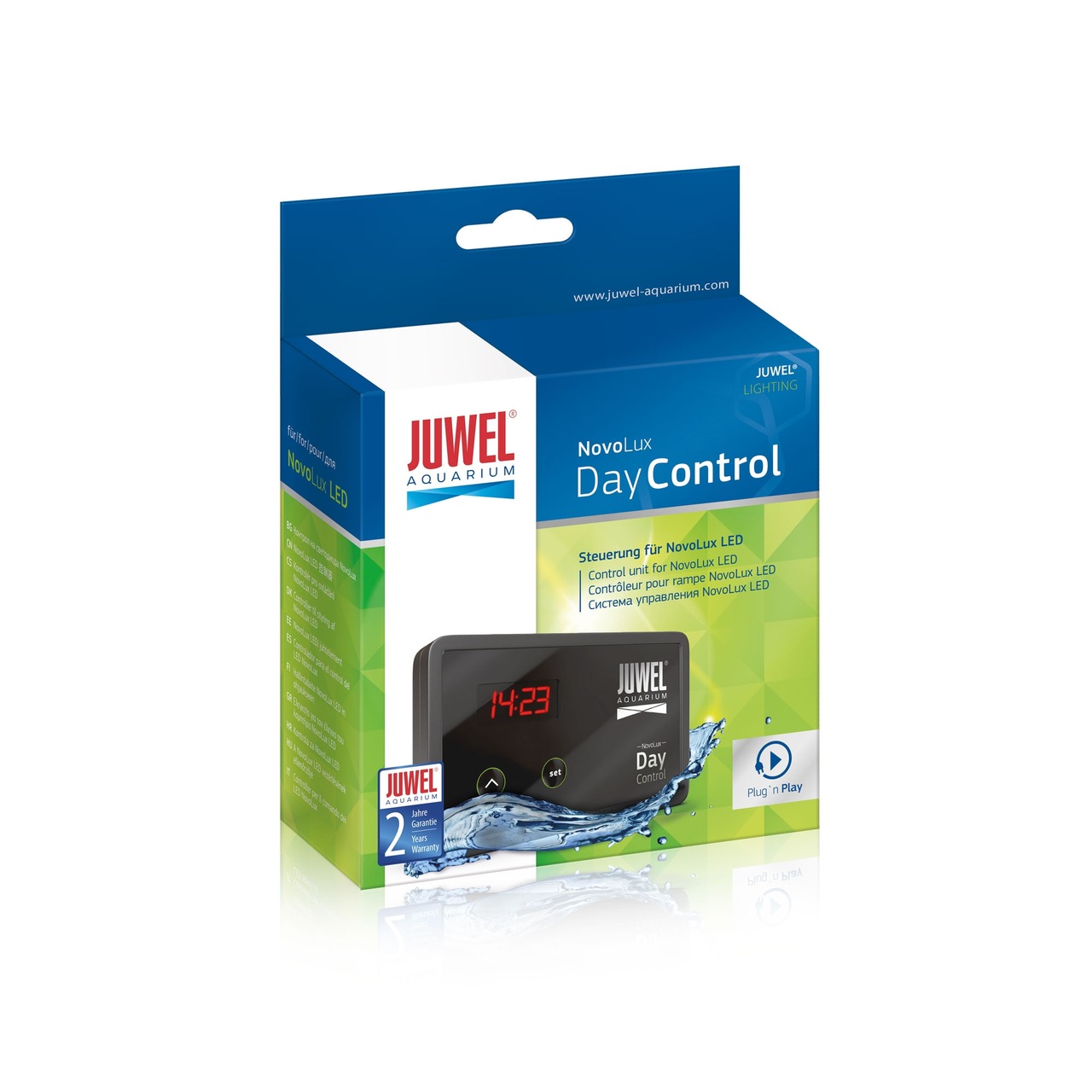 JUWEL NovoLux Day Control: Steuerung f. NovoLux LED, für Aquarienbesitzer, Plug 'n Play, 2 Jahre Garantie, Display zeigt Uhrzeit.