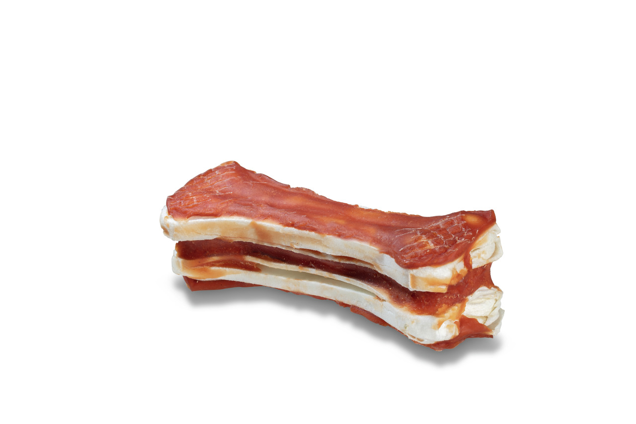 PREMIERE Kauknochen für mittelgr./gr. Hunde, Rinderhaut mit Hähnchen, hohe Akzeptanz, Zahnpflege & Beschäftigung, ca. 200 g.