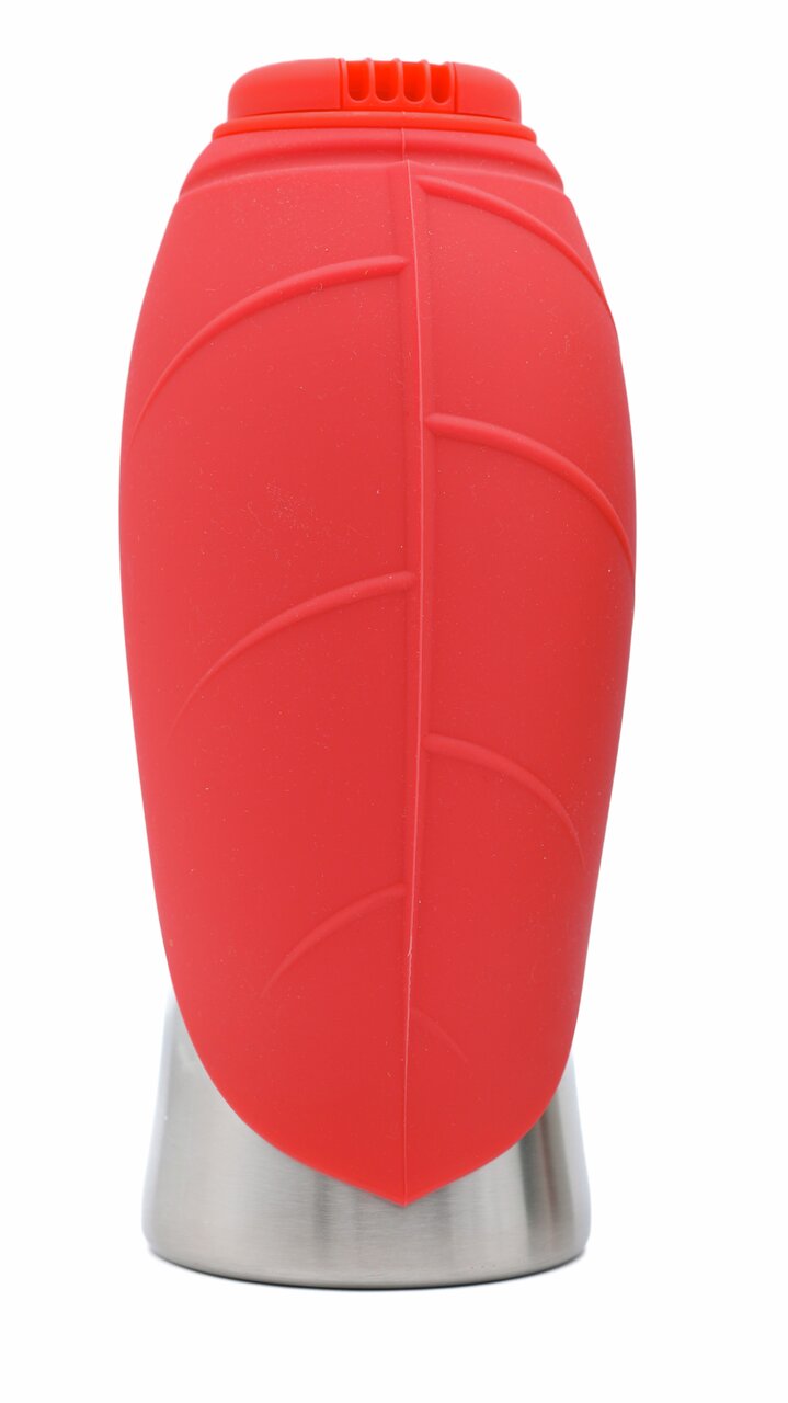 Pooch Treats Leaf Treat Lickimat, Hundespielzeug, rot, Silikon+Edelstahl, für alle Hunde, Beschäftigung+Zahngesundheit.