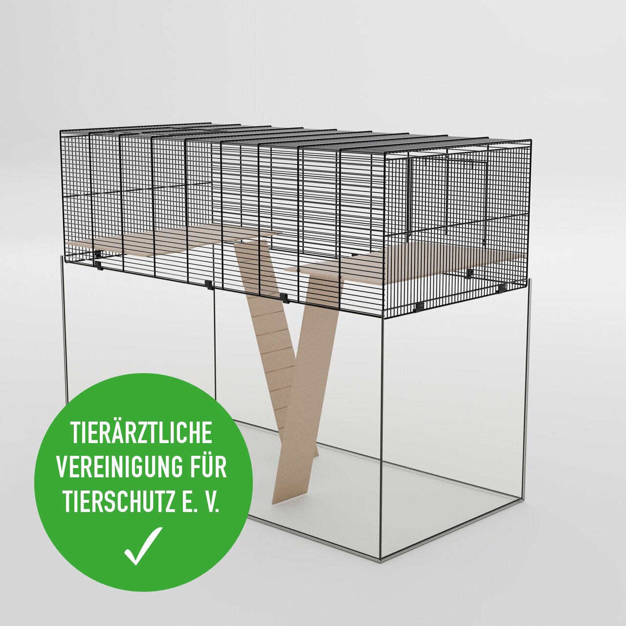 Allpets Nagerkäfig: Gehege für Kleintiere (Hamster/Mäuse), Glasunterteil, Gitteraufsatz, Holzrampe, ideal für artgerechte Haltung.