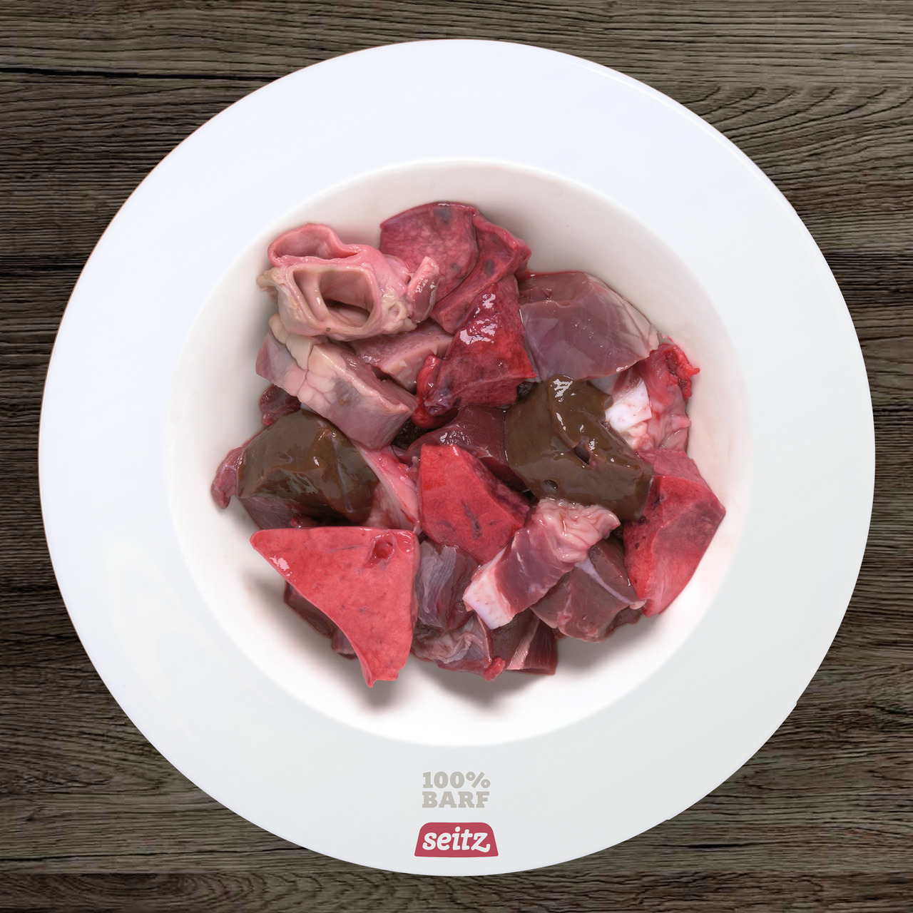 Seitz 100% BARF, für Hunde, ca. 500 g, rohes Fleisch & Innereien, ideal für artgerechte, natürliche Ernährung.