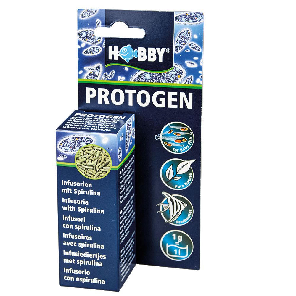 Hobby Protogen: Futter f. Jungfische, Infusorien m. Spirulina, f. Süßwasserfische, 1g/1L Wasser, nat. Zusammensetzung, f. Aquarienbesitzer.