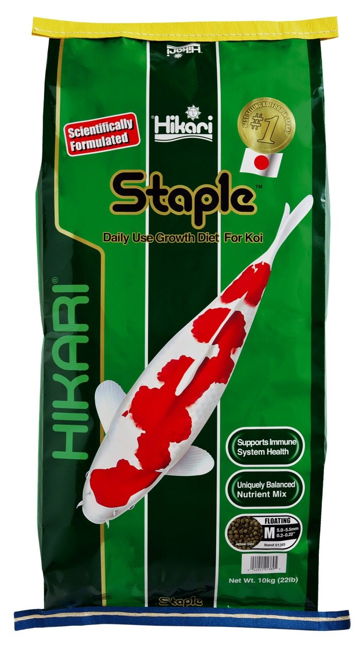 Hikari Staple, Fischfutter für Koi, Geschm.: neutral, stärkt Immunsystem, ausgewogene Nährstoffe, Pellets M (5,0–5,5 mm), 10 kg.