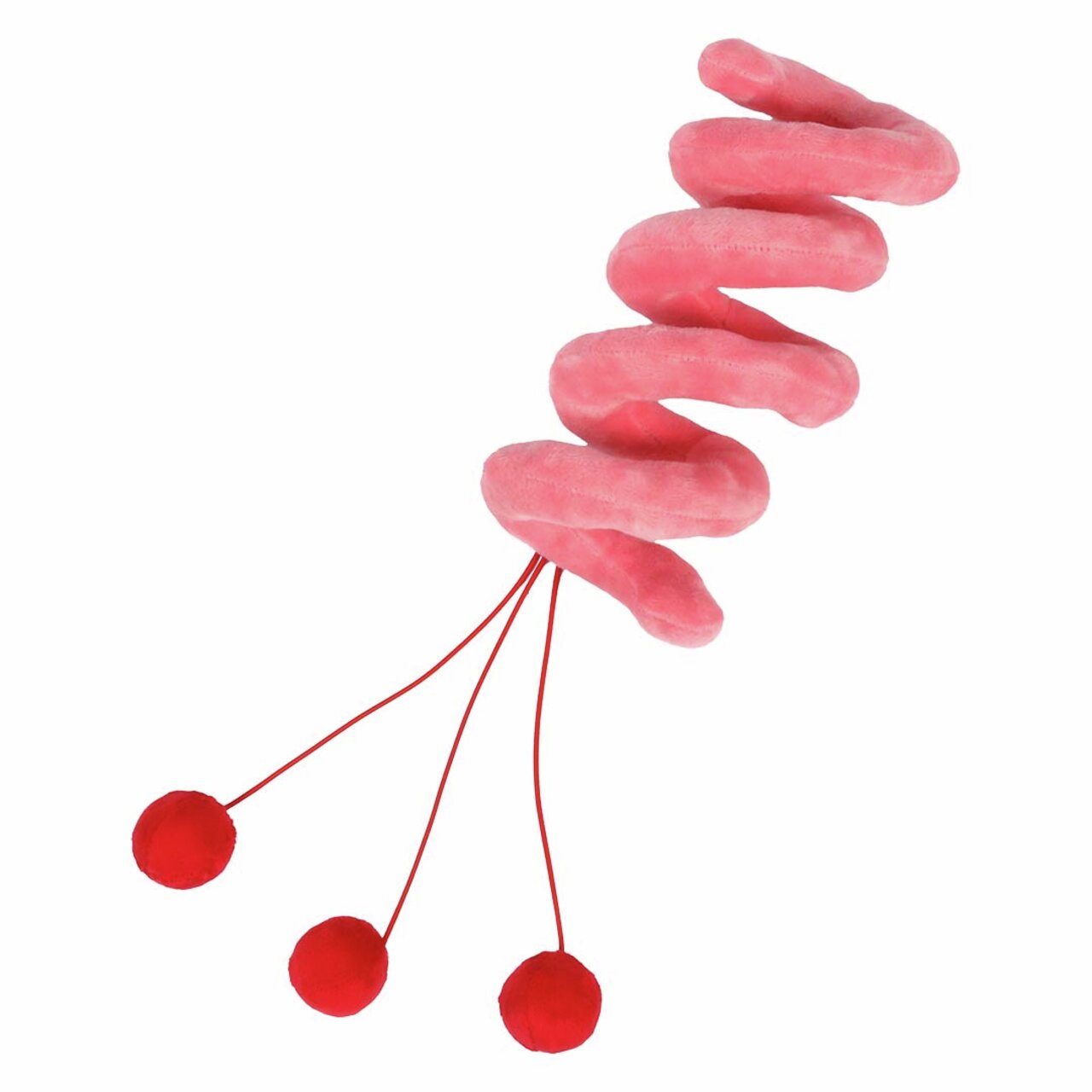 Spielzeug von COOCKOO für Katzen, pinke Spirale mit roten Bällen, animiert zum Spielen und sorgt für Abwechslung im Alltag.