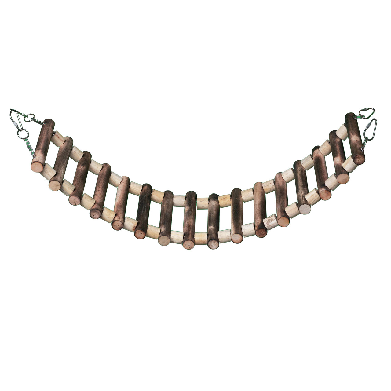 Quapas Holzbrücke für Kleintiere (Hamster, Mäuse, Vögel), flexibel, aus natürl. Holz, mit Metallhaken, ideal für Käfige.