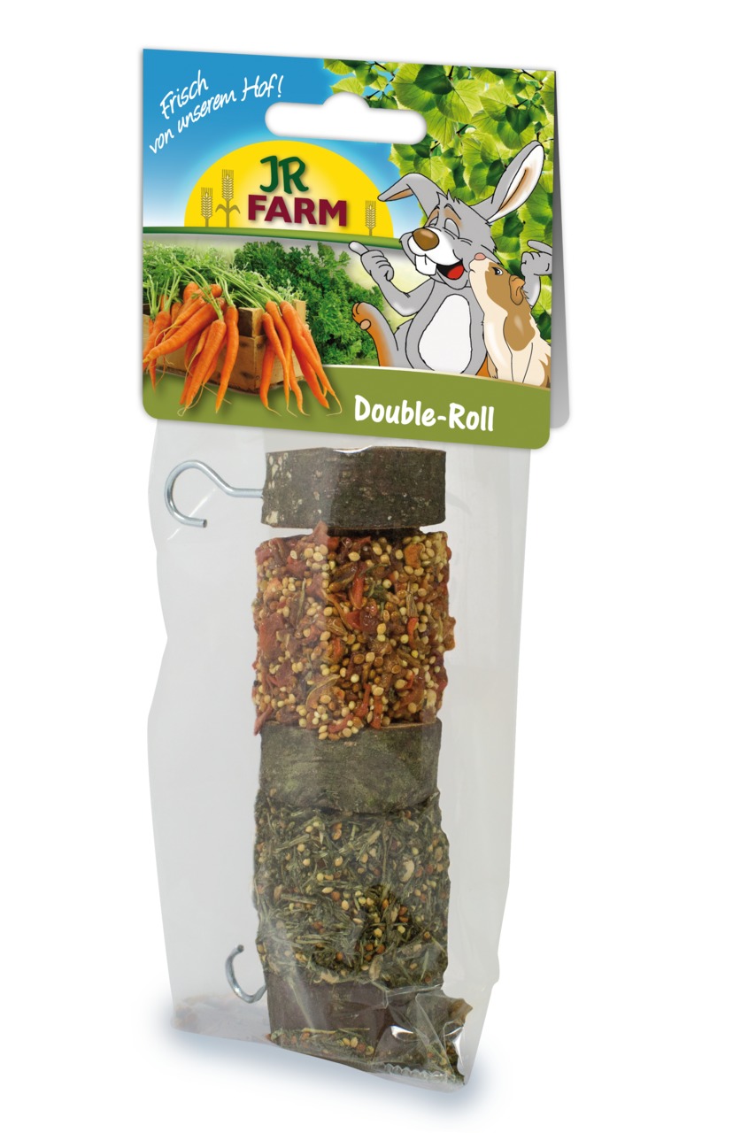 JR FARM Double-Roll, Ergänzungsfutter f. Kaninchen-Meerschweinchen, Karotte-Kräuter, mit Saaten-Pflanzen, 1 Stk.