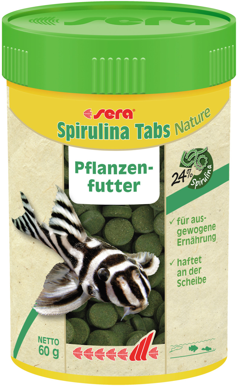 sera Spirulina Tabs Nature 100 Milliliter Pflanzenfutter Hafttablette