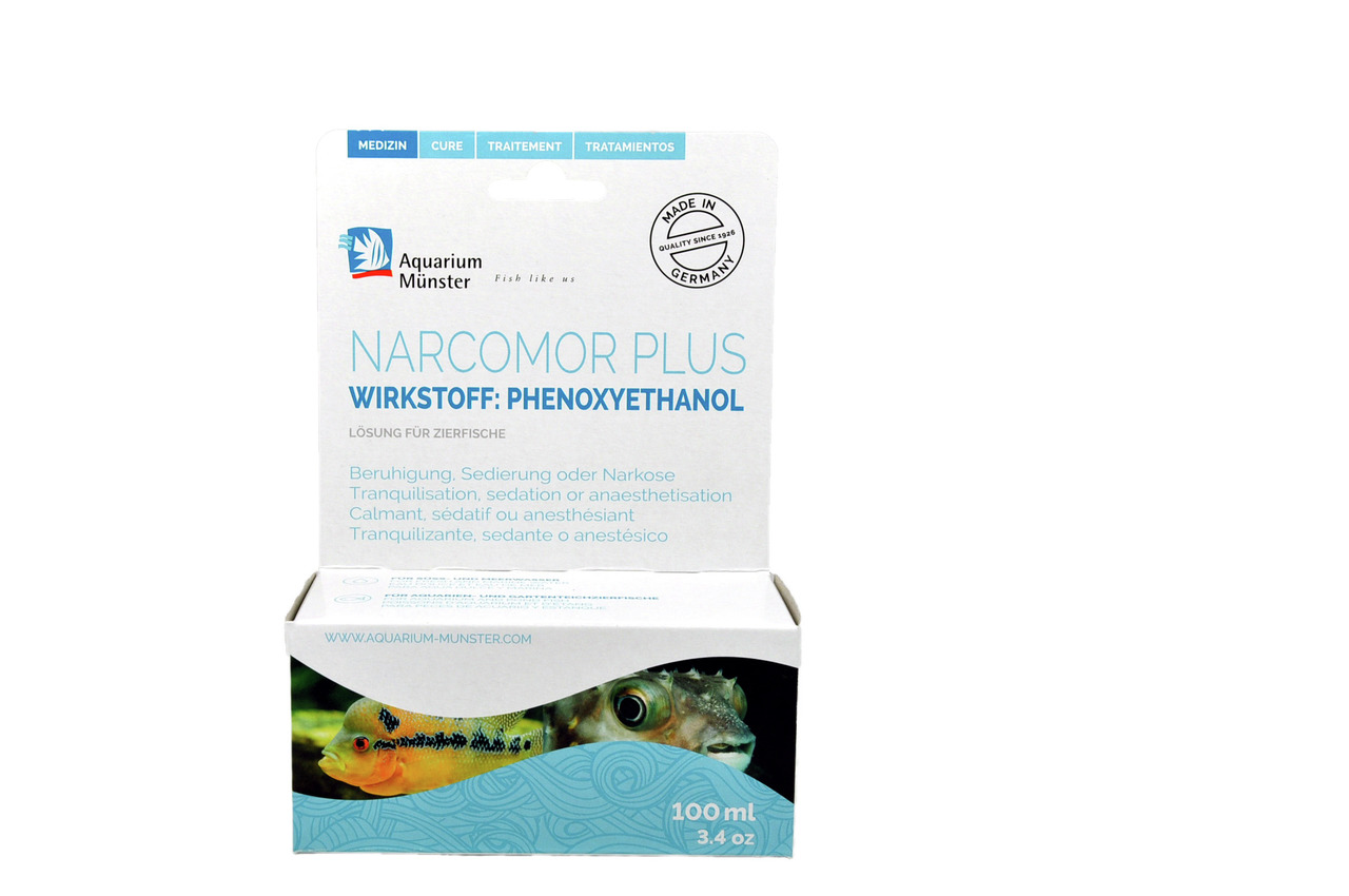 Aquarium Münster Narcomor Plus, Lösung für Zierfische, mit Phenoxyethanol zur Beruhigung-Sedierung-Narkose, 100 ml.