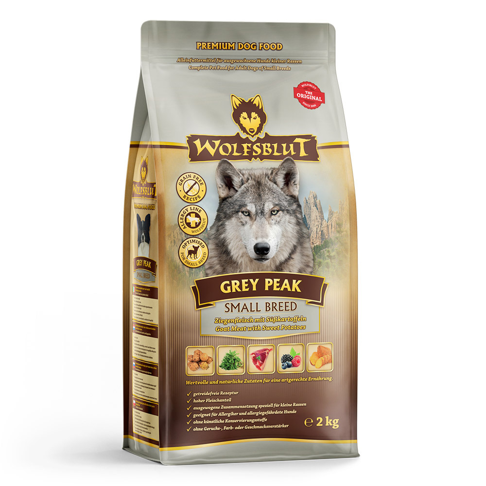 Wolfsblut Grey Peak Small Breed Ziegenfleisch mit Süßkartoffeln Hunde Trockenfutter 2 kg