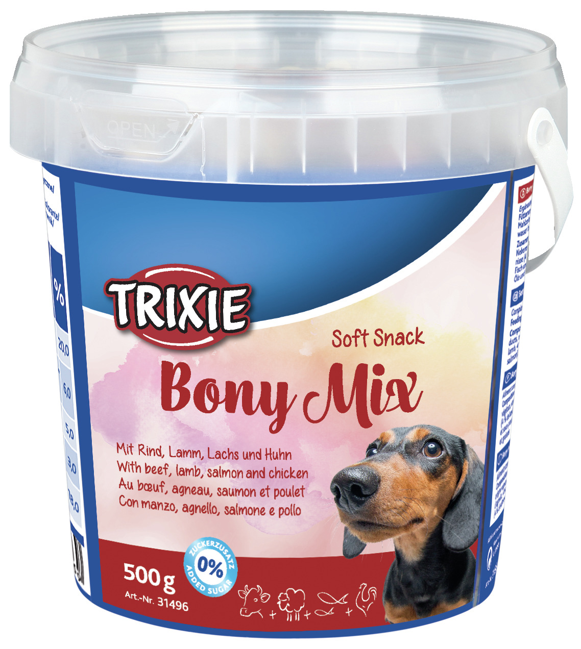 Trixie Soft Snack Bony Mix mit Rind, Lamm, Lachs und Huhn Hunde Snack 500 g