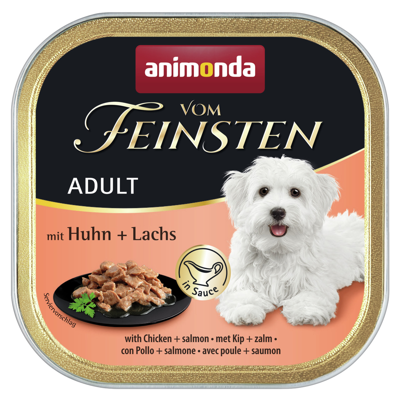 Animonda vom Feinsten Adult mit Huhn & Lachs in Sauce Hunde Nassfutter 150 g