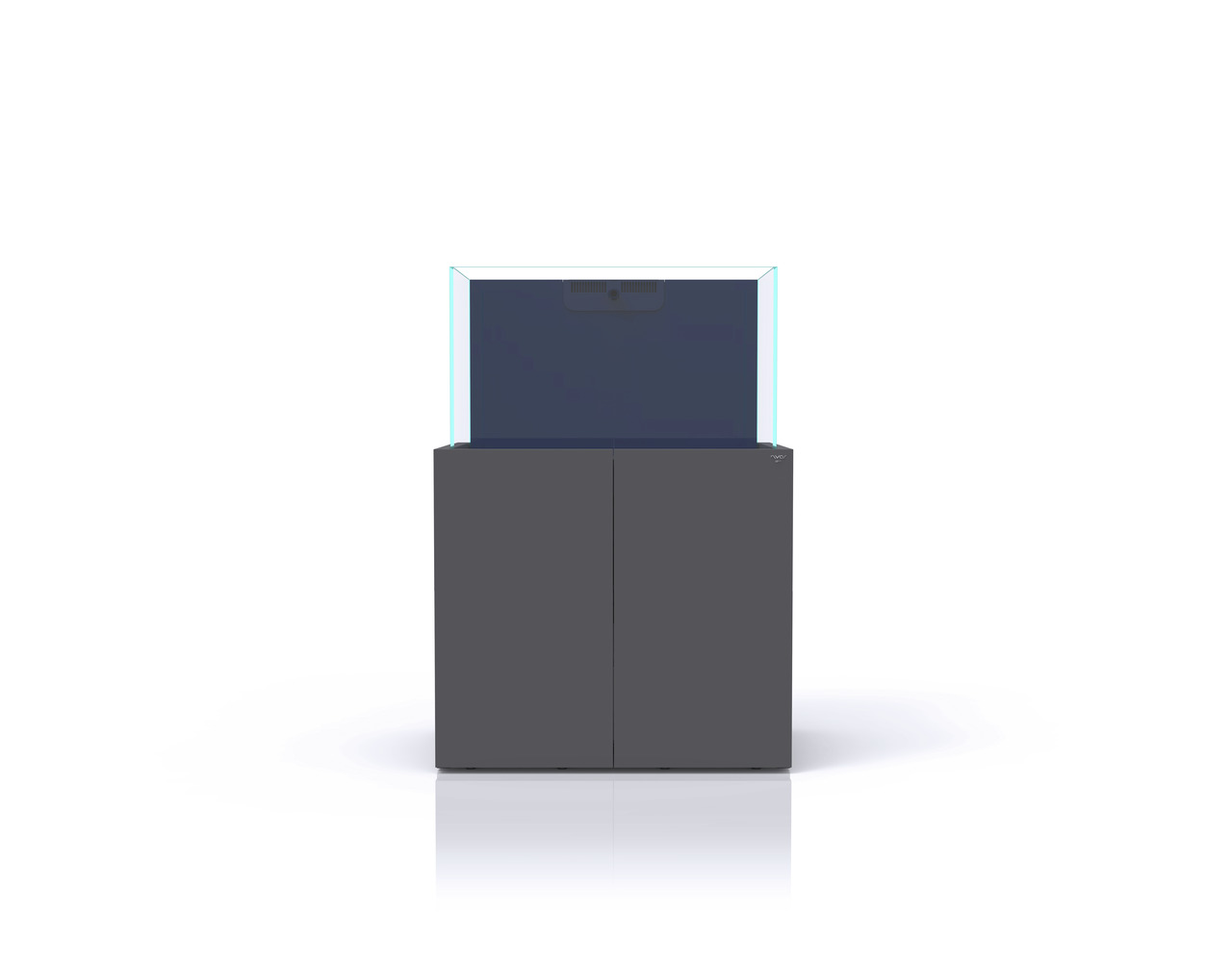 Nyos Opus 300 Aquarium: Meerwasseraquarium für Aquaristik-Enthusiasten, klares Glas, dunkler Unterschrank, 300L, minimalistisch, elegant.